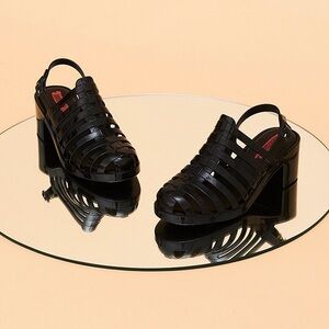 Melissa Black Strappy Block Jelly Heel Sandals